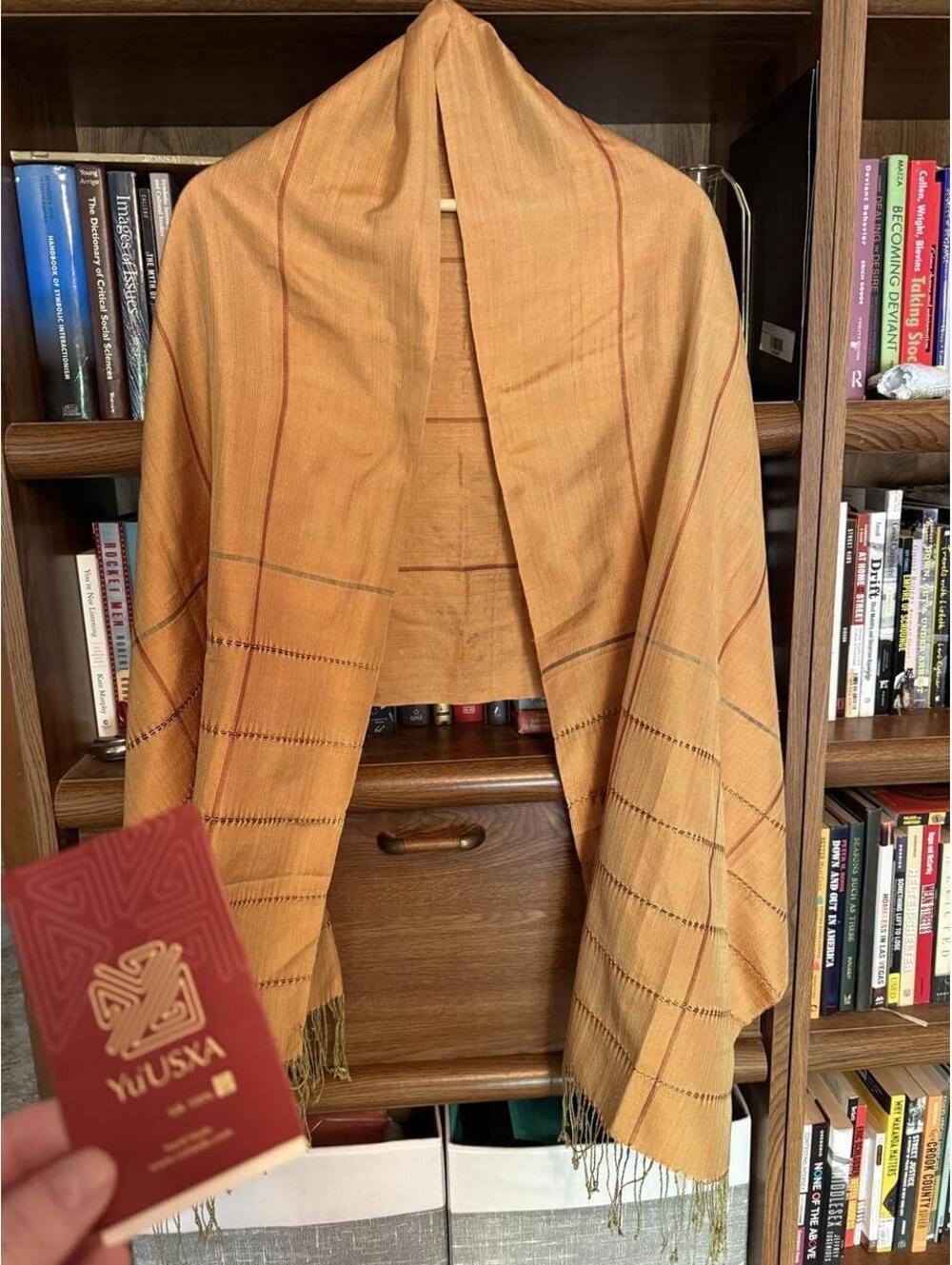 Women's Orange and Tan Scarf-wrap